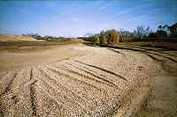 Pea gravel bedding area by road