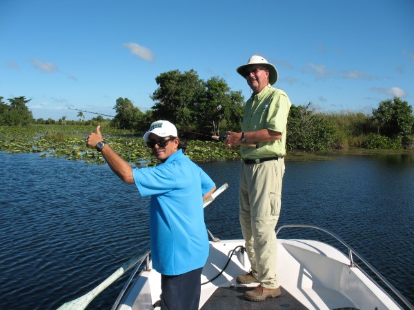 Manager Wilson and guide Alfredo on Treasure Lake, Cuba, 2009