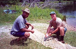 Maurice and Jay count fish from seining