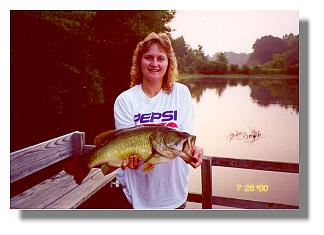 Sara Jones with an 8 1/2 lb bass from Lake Gayle